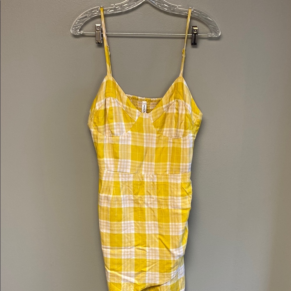 RVCA Yellow and White Slip Mini Dress